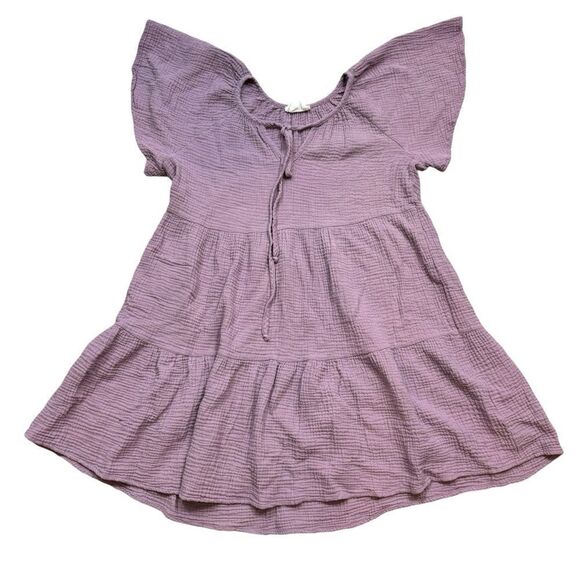 Ladies Fantastic Fawn Lavender Textured Flutter Sleeve‎ Mini Dress Size Small - Picture 3 of 10